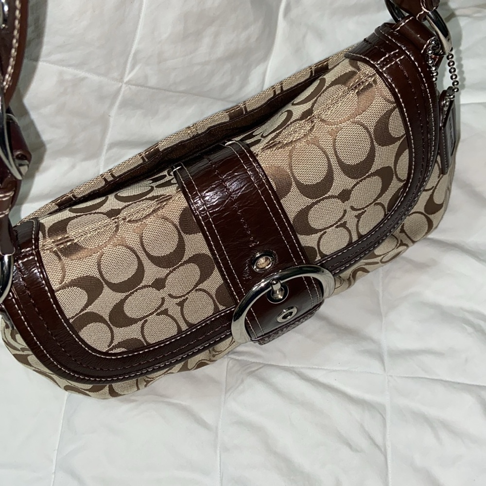 Coach Signature Canvas Shoulder Bag in Khaki/Brown - Picture 8 of 16